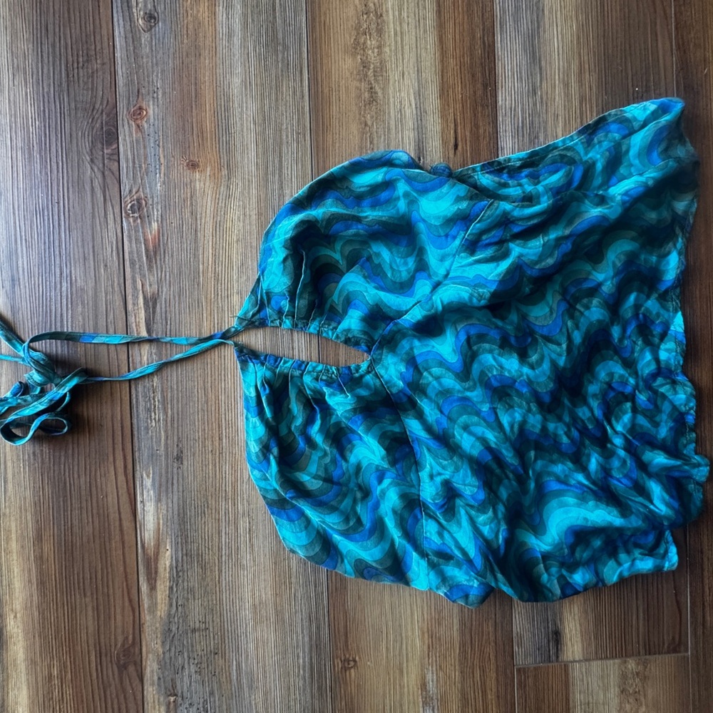 Blue and Green Swirl Halter Top